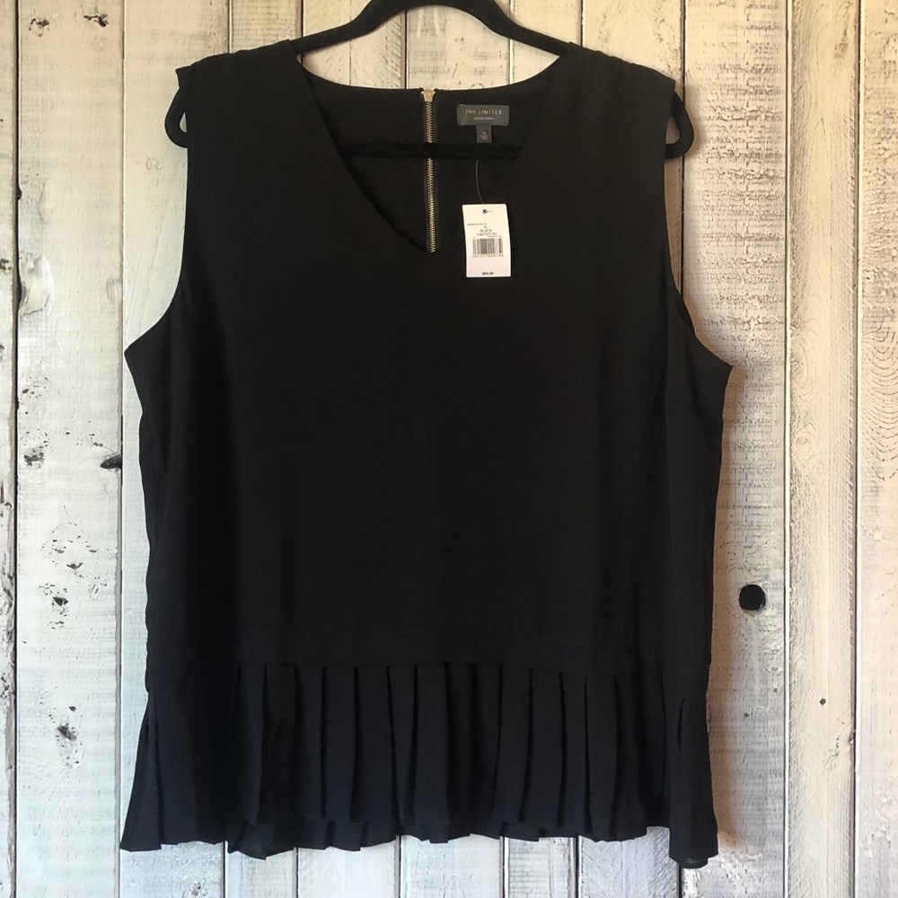 The Limited Black Pleated Zip-Up Back Shirt